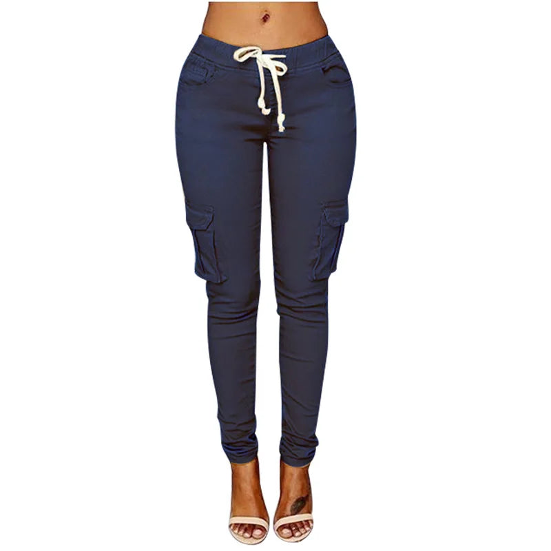 Slim-Fit Bleistifthose für Damen mit Kordelzug & Taschen